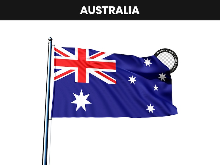 PSD gratuito la bandera de australia ondeando en un poste