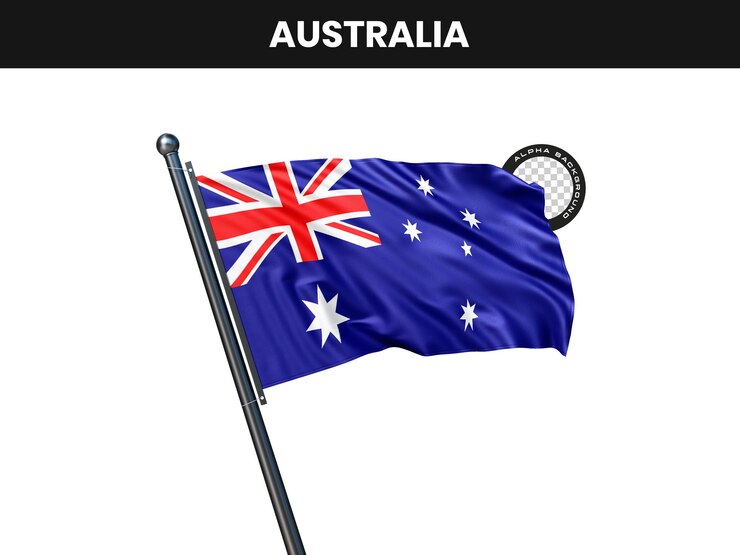 PSD gratuito la bandera de australia ondeando en un poste