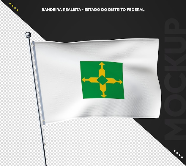 PSD gratuito bandera del estado brasileño 3d realista distrito federal de brasil.