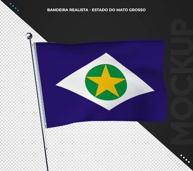 Bandera del estado brasileño 3d realista mato grosso brasil