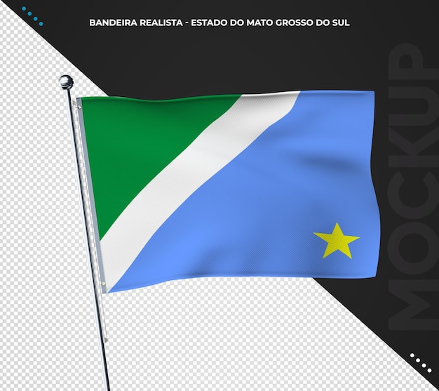 Bandera del estado brasileño 3d realista mato grosso do sul brasil