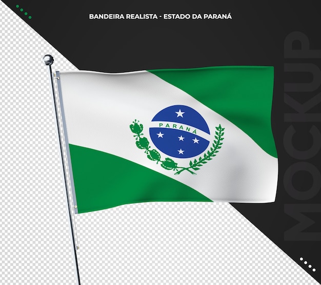 Bandera del estado brasileño 3d realista parana brasil