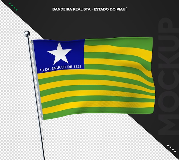 PSD gratuito la bandera del estado brasileño 3d realista piaui brasil.