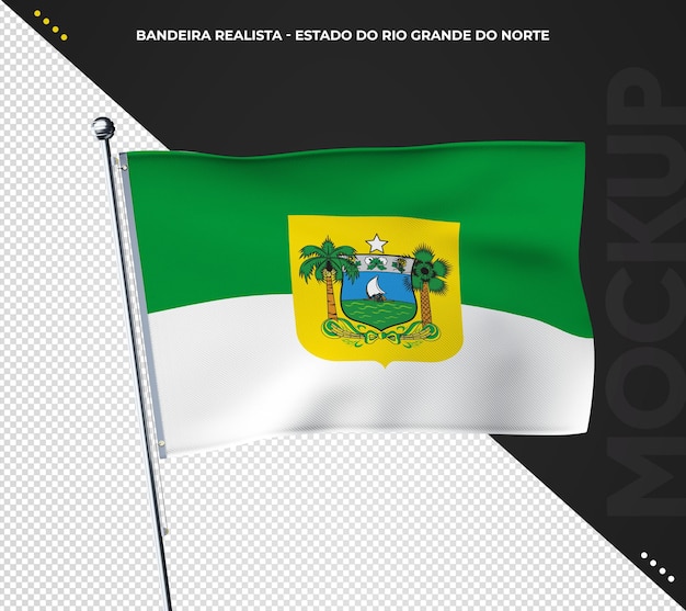 PSD gratuito bandera del estado brasileño 3d realista de río grande do norte, brasil.