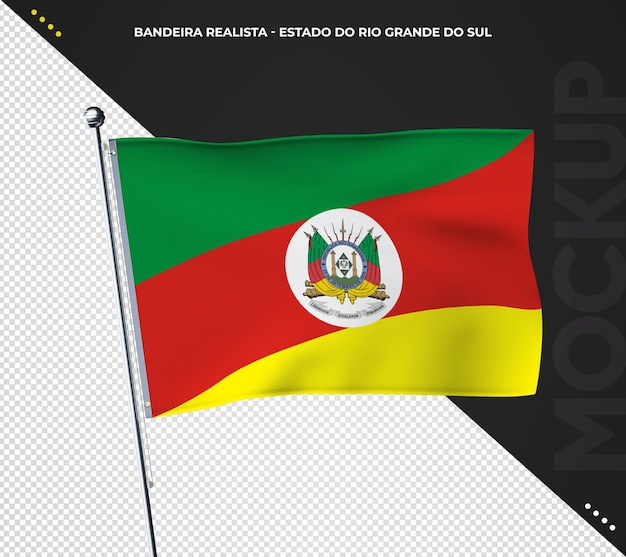 PSD gratuito bandera del estado brasileño 3d realista río grande do sul brasil