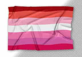 PSD gratuito bandera realista del orgullo lésbico