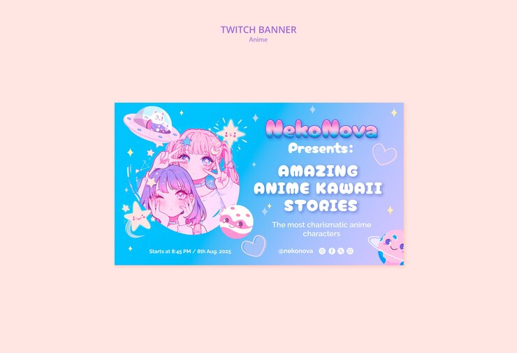 PSD gratuito la bandera de la sacudida de nekonova: increíbles historias de anime kawaii