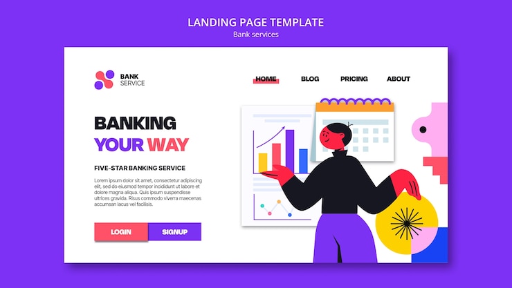 PSD Gratis bank services landing page template