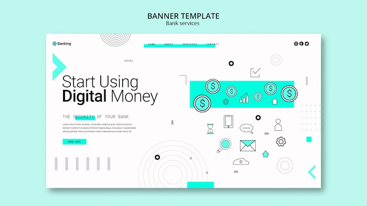 PSD Gratis bank services landing page template