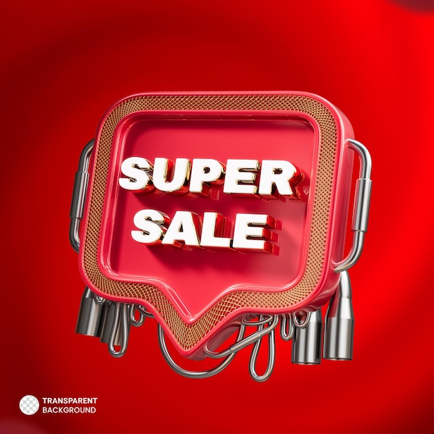 Banner 3d de super venta para promoción.