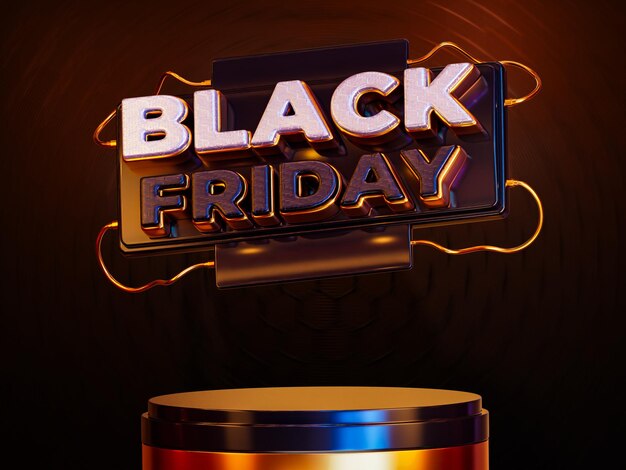 Banner 3d de venta de viernes negro con espacio de copia
