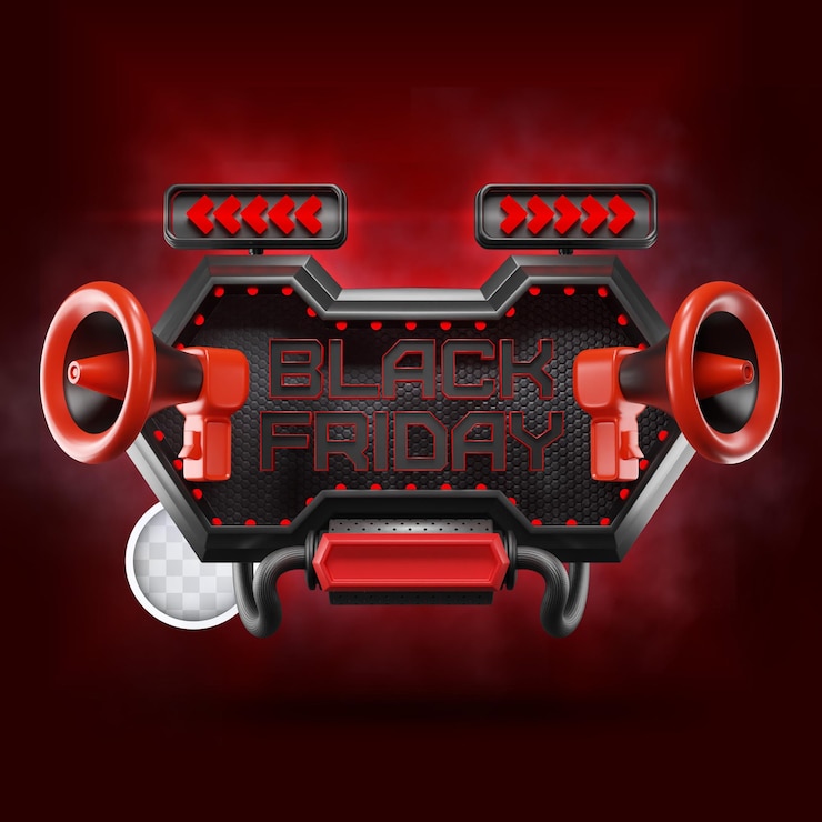 PSD gratuito banner 3d de viernes negro con luces
