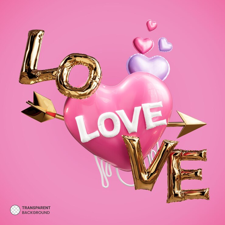 PSD gratuito banner a forma di cuore 3d di san valentino