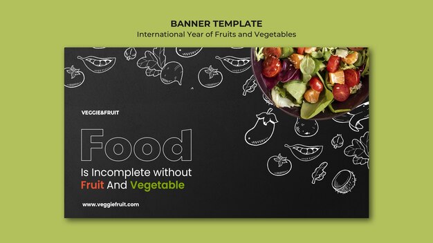 Banner del año internacional de frutas y verduras.