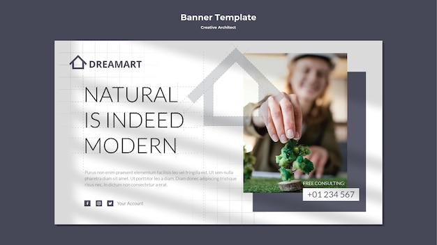 PSD gratuito banner de arquitecto creativo