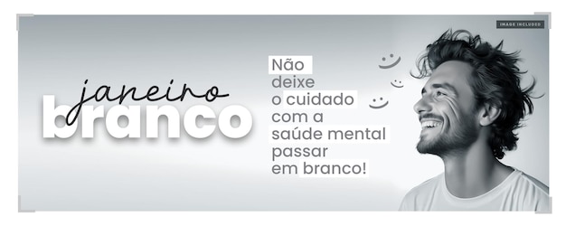 PSD gratuito banner blanco de las redes sociales de la campaña de enero para la salud mental