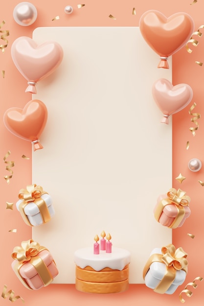 PSD gratuito banner en blanco vertical de cumpleaños