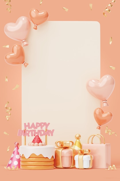 PSD gratuito banner en blanco vertical de cumpleaños