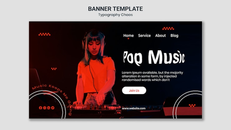 PSD gratuito banner de caos de tipografía