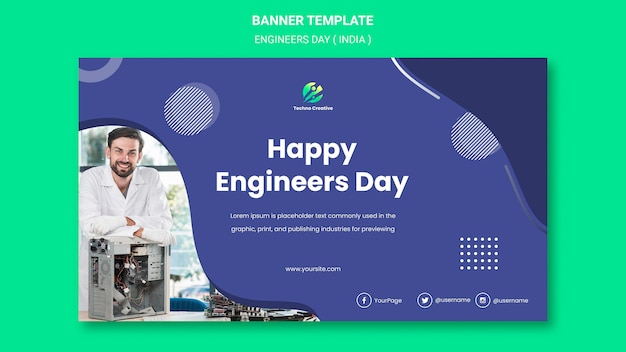 PSD gratuito banner para la celebración del día de los ingenieros