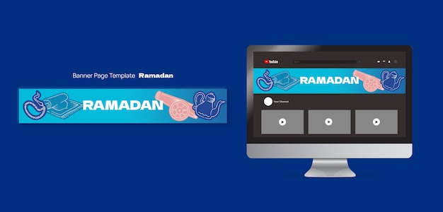 PSD gratuito el banner de la celebración del ramadán en youtube.