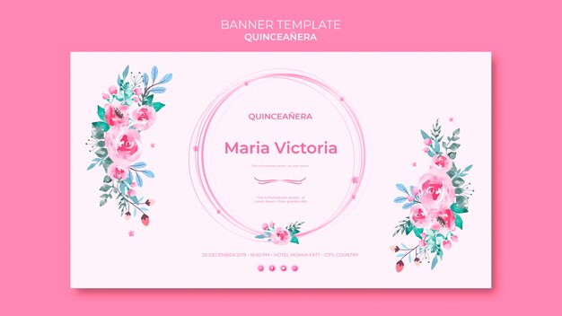Banner colorato celebrazione quinceañera