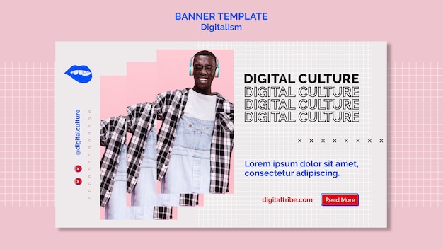 PSD gratuito banner de cultura digital y digitalismo joven
