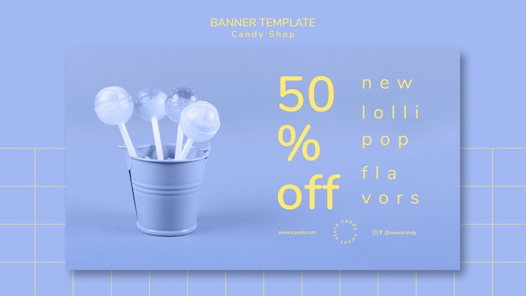 PSD Gratis banner design for candy shop template