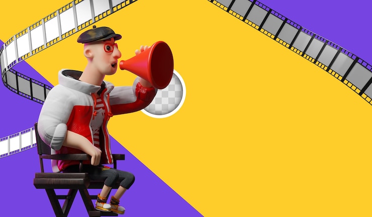 PSD gratuito banner di cinema con nastri. illustrazione 3d