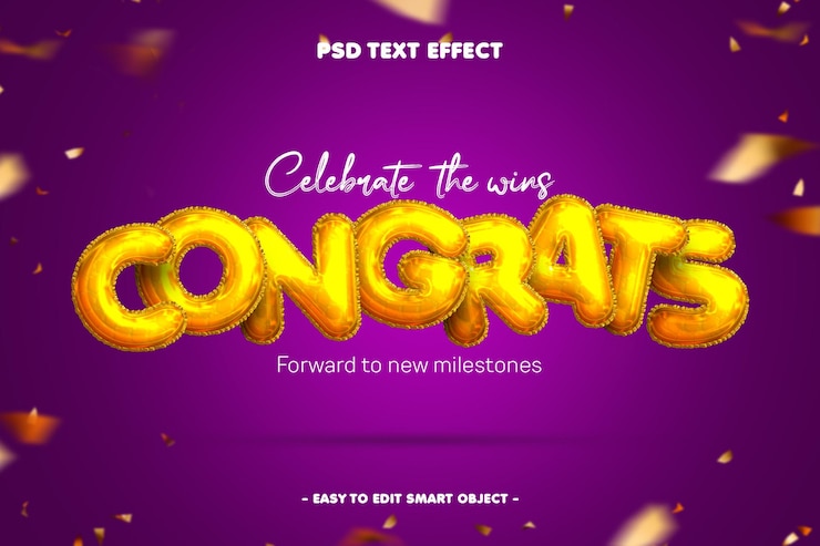 PSD gratuito banner di congratulazioni sui social media per il successo con effetto testo modificabile