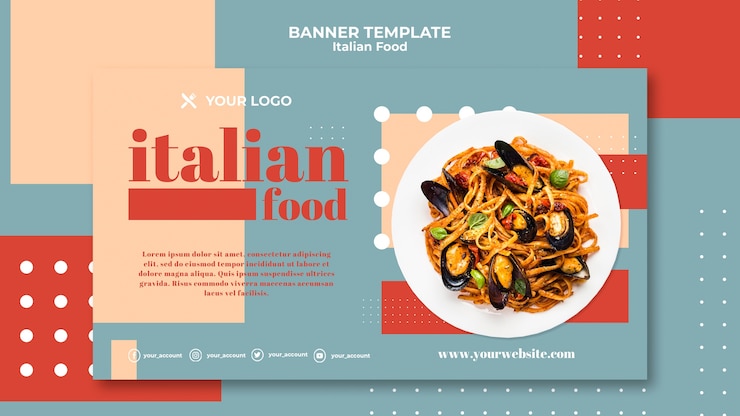 PSD gratuito banner di modello di cibo italiano