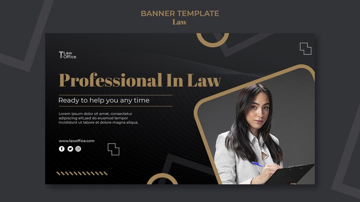 PSD gratuito banner di progettazione del modello di legge