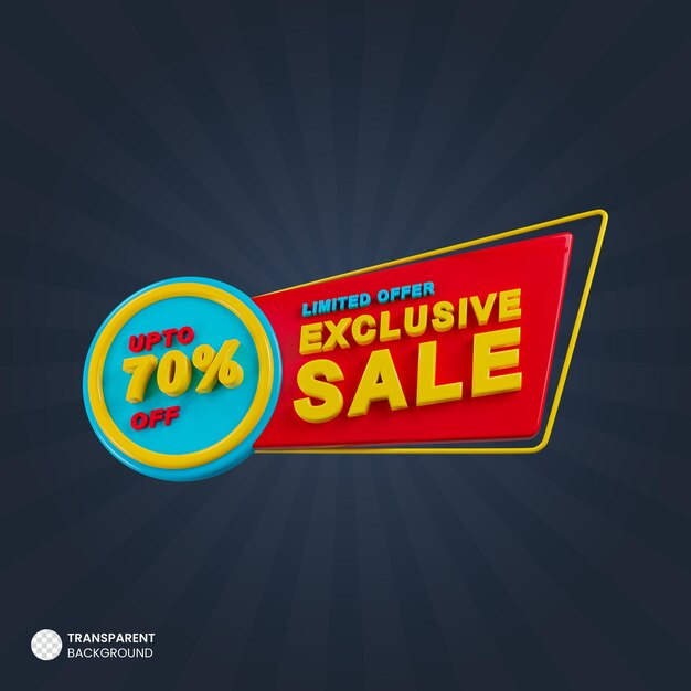 Banner di promozione 3d di vendita esclusiva