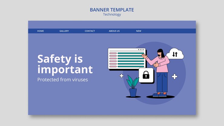 PSD gratuito banner di soluzioni tecnologiche di design piatto