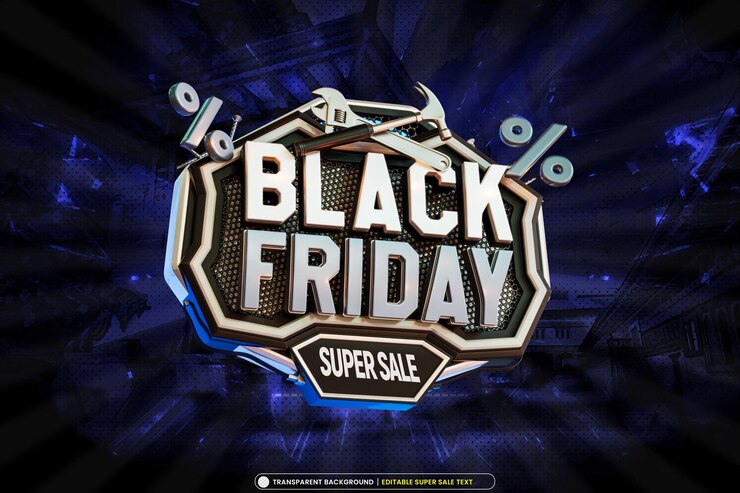 PSD gratuito banner di super vendita del black friday con testo modificabile