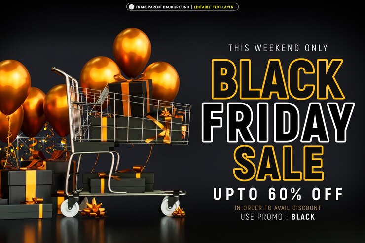 PSD gratuito banner di vendita del black friday con testo modificabile