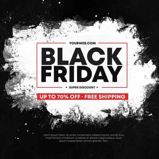 Banner di vendita del Black Friday con tratto di pennello bianco astratto