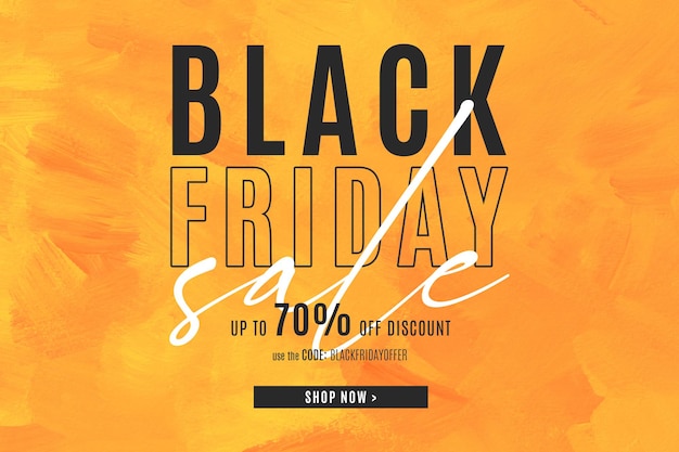 Banner di vendita del Black Friday su fondo dipinto in acrilico giallo