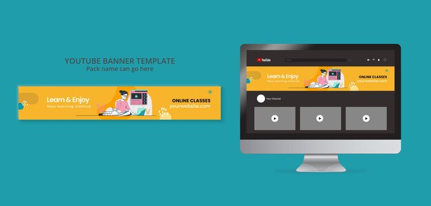 Banner di youtube del concetto di educazione al design piatto