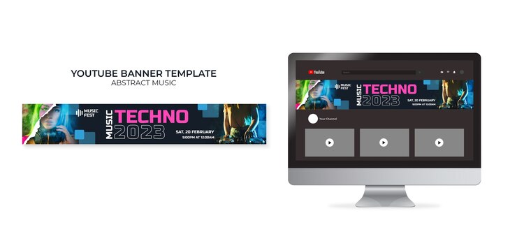 PSD gratuito banner di youtube dello spettacolo musicale