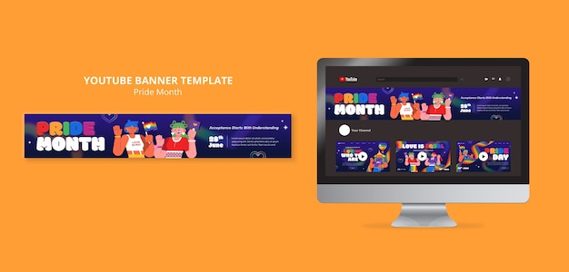Banner di YouTube per la celebrazione del mese dell'orgoglio