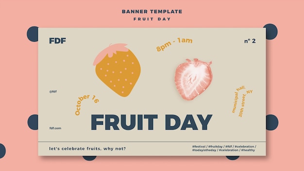 Banner del día de la fruta con ilustraciones