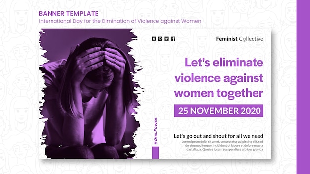 Banner para el día internacional para la eliminación de la violencia contra la mujer