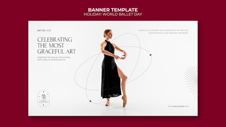 PSD gratuito banner del día mundial del ballet