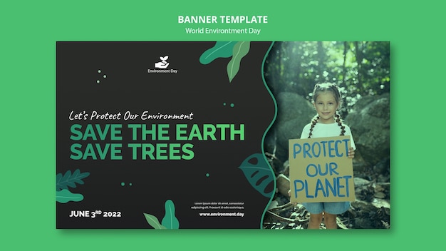 Banner del día mundial del medio ambiente botánico