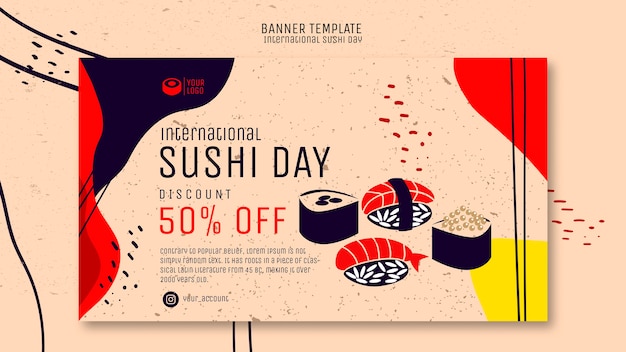 PSD gratuito banner del día de sushi con oferta