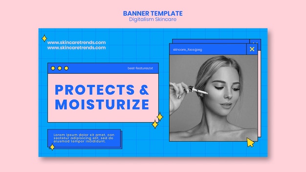 PSD gratuito banner de digitalismo para el cuidado de la piel