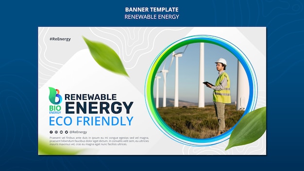 PSD gratuito banner dinámico de energía renovable