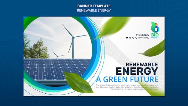 PSD gratuito banner dinámico de energía renovable