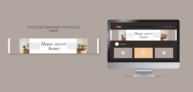 PSD gratuito banner de diseño para el hogar de youtube